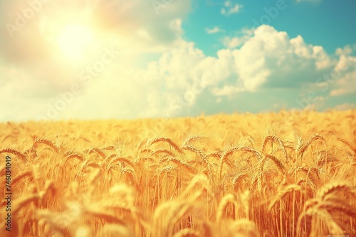 Gold wheat field with cloudy sky