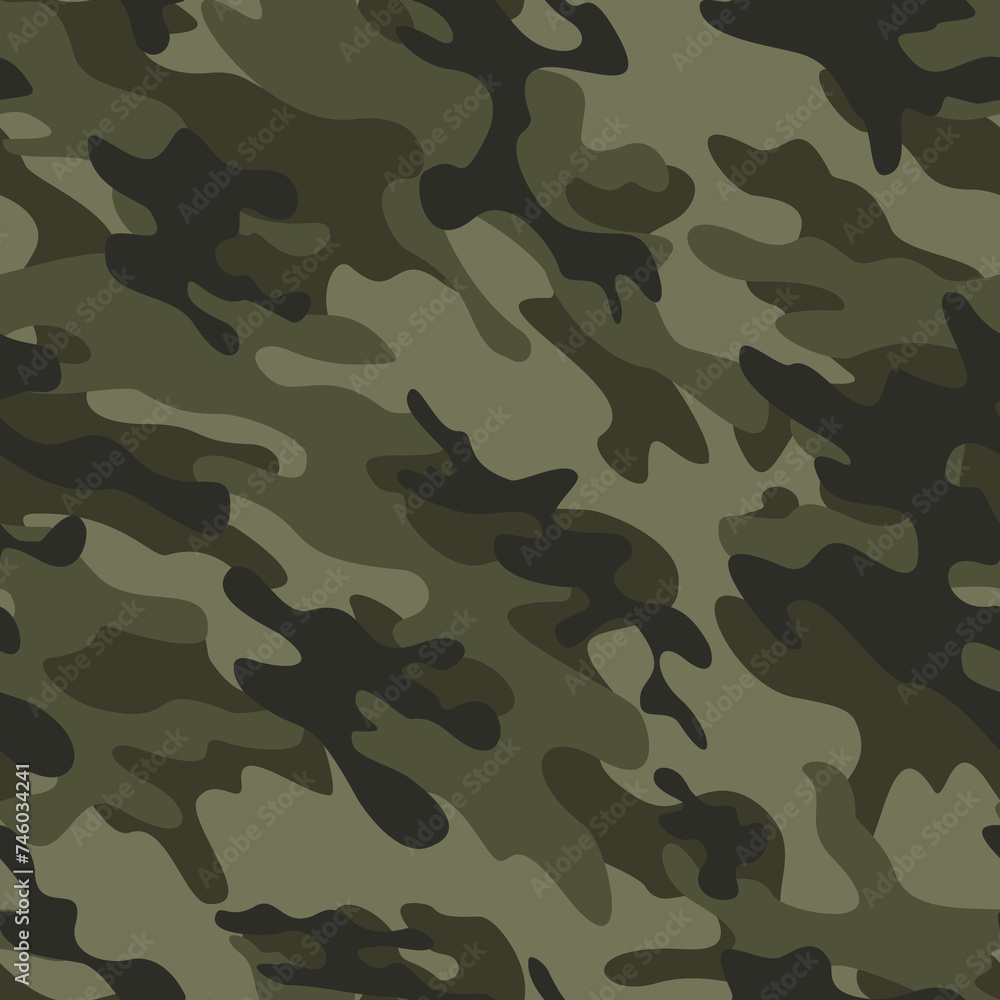 army khaki camouflage seamless pattern vector texture, hunting background