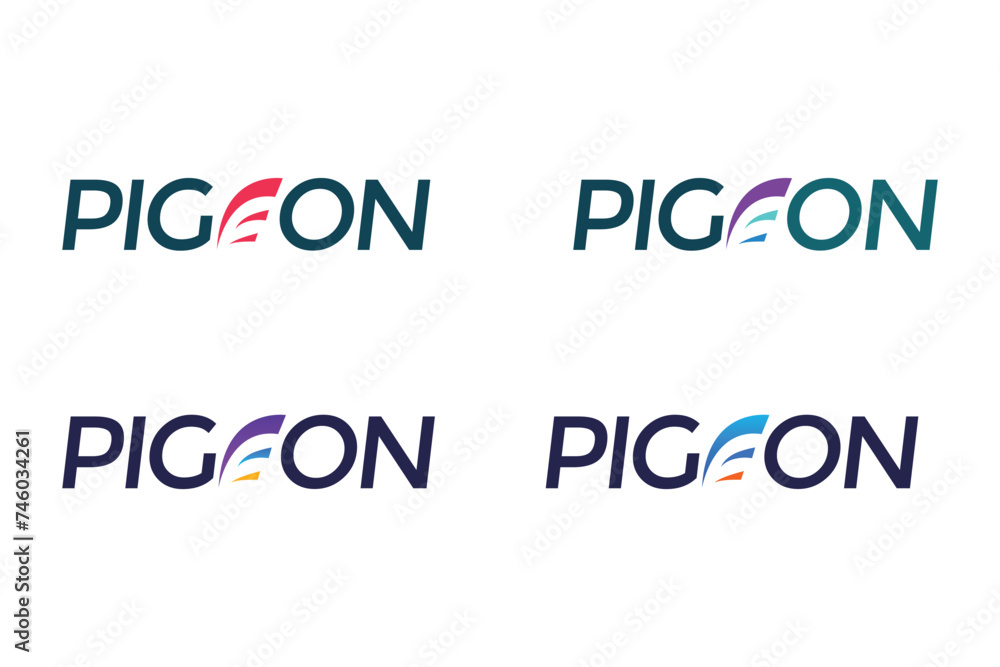 set of PIGEON text logo design template vector. PIGEON logo vector. PIGEON typography letter or font logo