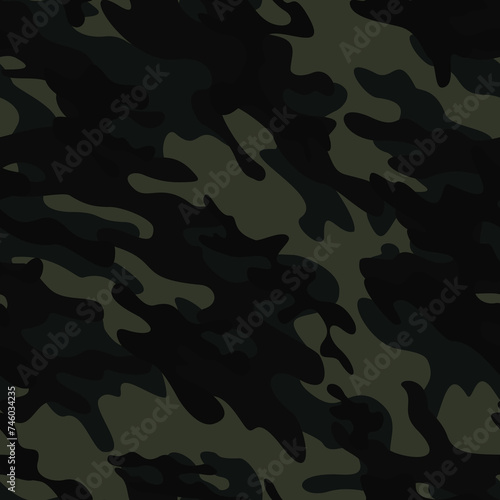  camouflage background, seamless pattern black vector texture