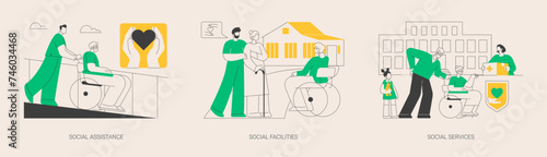 Social work abstract concept vector illustrations.
