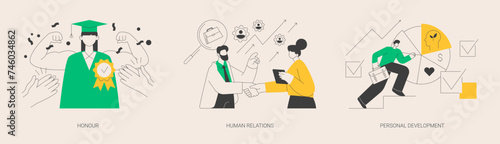 Social abilities abstract concept vector illustrations.