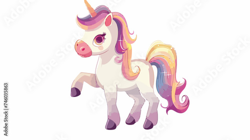Cute unicorn design isolated on white background vec