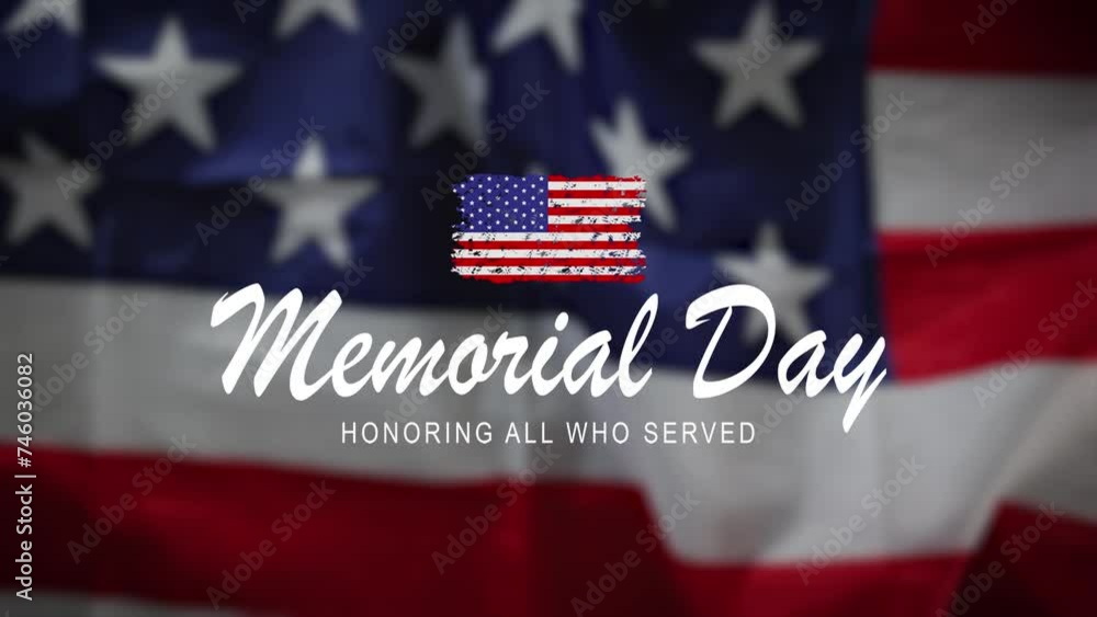 Happy memorial day Animation. Memorial day with American flag waving ...