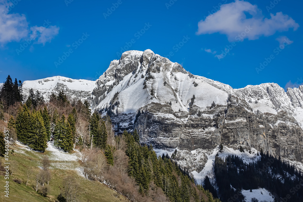 Col de la Forclaz or Col de la Forclaz de Montmin is a 1157-meter-high mountain pass in French Alps. It is located in Auvergne-Rhone-Alpes region in Haute-Savoie department. Haute-Savoie, France.