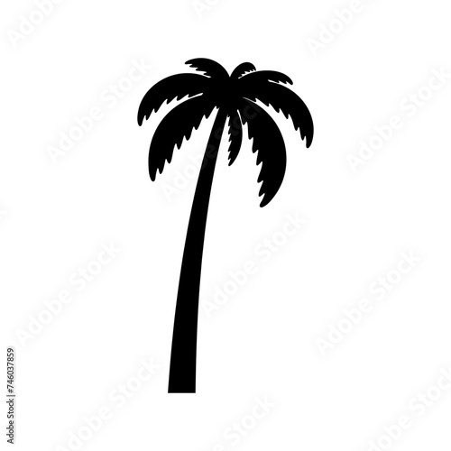 Palm tree icon. Black silhouette. Front side view. Vector simple flat graphic illustration. Isolated object on a white background. Isolate.