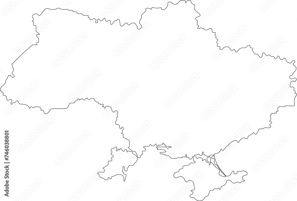 Line map of Ukraine. European country