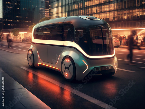 Futuristic concept car designed for shared mobility, featuring sleek design and advanced technology. © Lotti