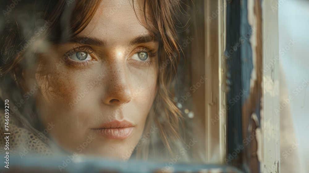 Sad, lonely woman at the window. Sad, lonely woman at the window.