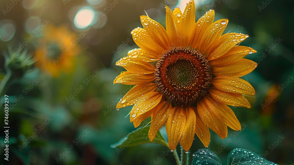 A colorful sunflower blossom in the sunlight. A colorful sunflower blossom in the sunlight.