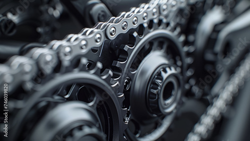 Close-up of a mechanism made of steel gears photo