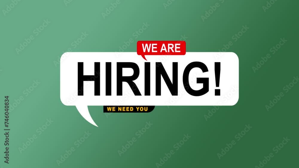 We are hiring to join our team. Text animation on the black background is transparent. Animated suitable for the open vacancy video in social media, and your vlog. 4K. We are hiring to join our team. Text animation on the black background is transparent. Animated suitable for the open vacancy video in social media, and your vlog. 4K.