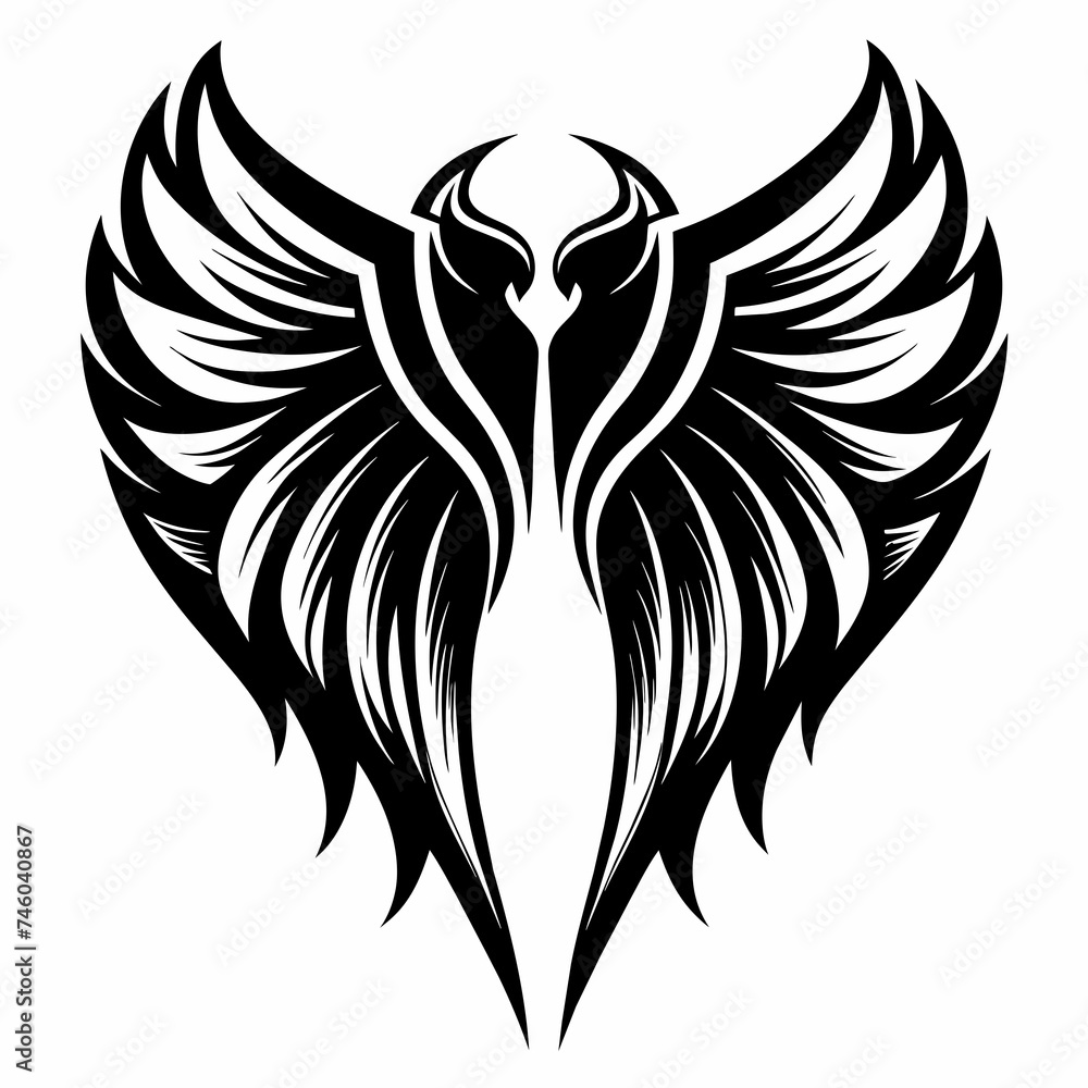 black and white wings tattoo