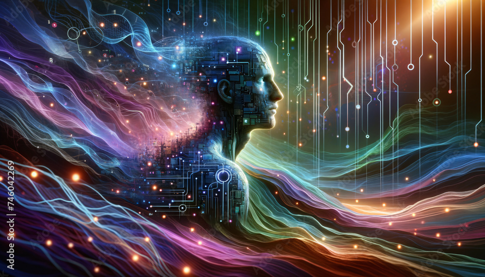 Cybersecurity Specialist: Androgynous Human Form Blending Biology and Technology Cybersecurity Specialist: Androgynous Human Form Blending Biology and Technology
