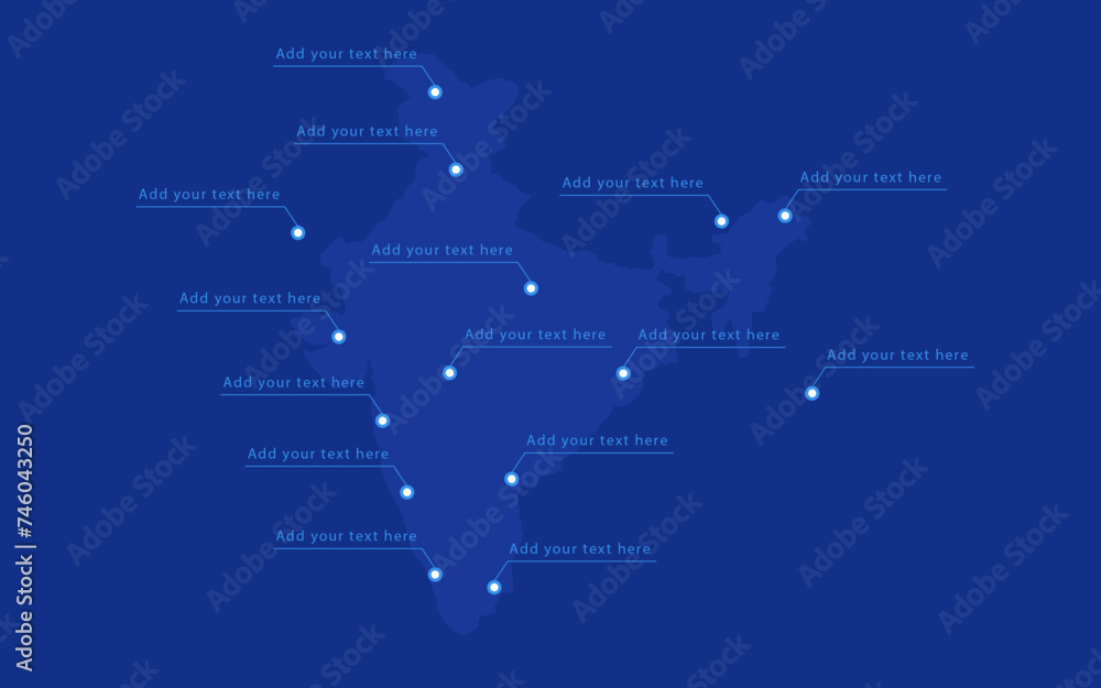India map with highlights in blue background image