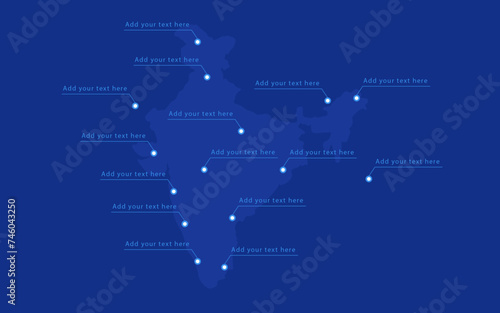 India map with highlights in blue background image