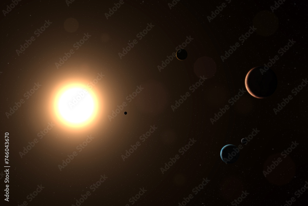 Solar system planets: Earth, Mars, Venus, Mercury, and Moon. Terrestrial planets.  Elements of this image furnished by NASA. - obrazy, fototapety, plakaty 