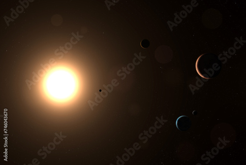 Solar system planets: Earth, Mars, Venus, Mercury, and Moon. Terrestrial planets.  Elements of this image furnished by NASA. © revers_jr