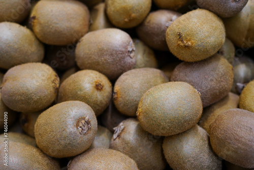 ripe juicy kiwi on the market close up