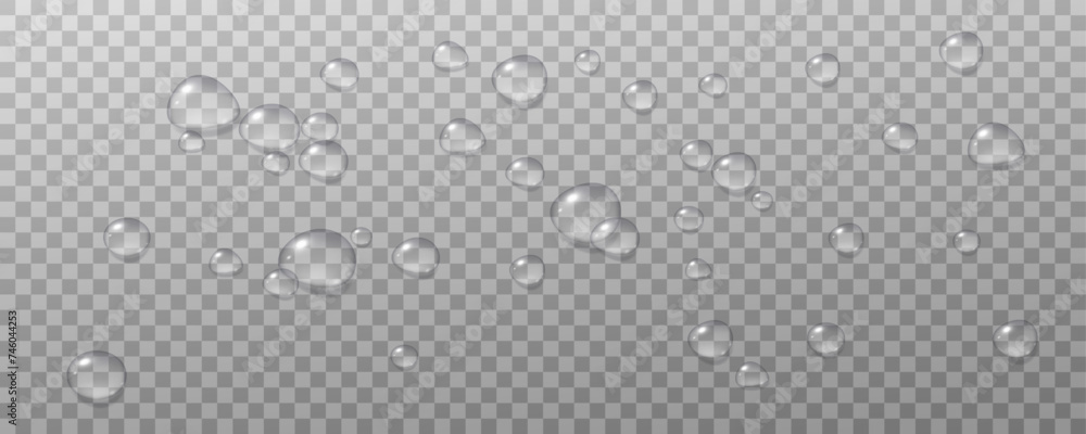 Realistic vector water drops png on a transparent light background ...