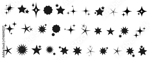 Shooting Star Black. Shooting star with an elegant star trail on a white background. Festive star sprinkles, powder. Vector png.   © Александр Боярин