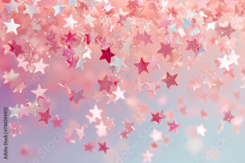Pastel colored stars falling from the top. Generative AI