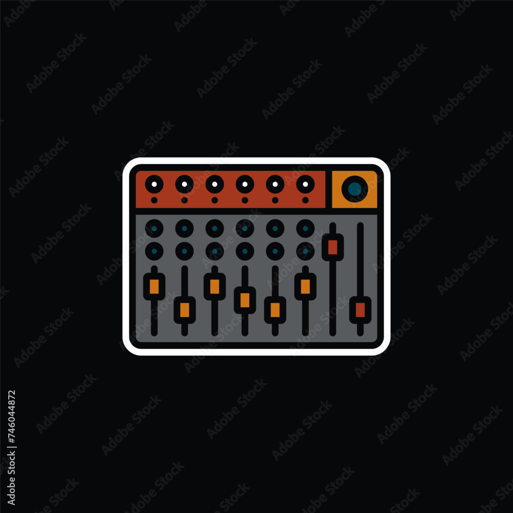 Original vector illustration. The contour icon of the music mixing console. A design element. Original vector illustration. The contour icon of the music mixing console. A design element.