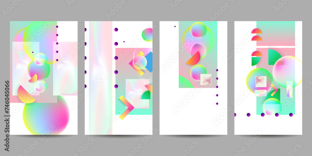 Set geometric colors fluid shapes eps 10. Flowing and liquid abstract gradient background for banner, poster or book. Vector design