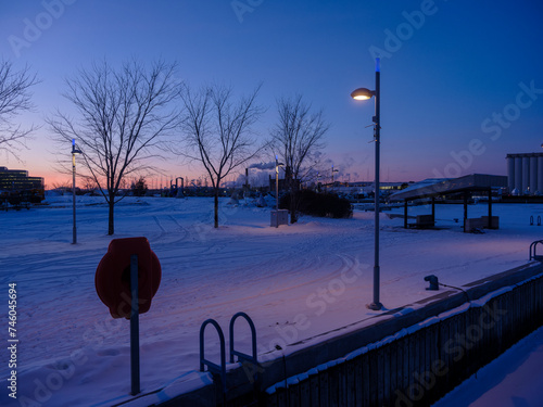 blue hour sunset on the river