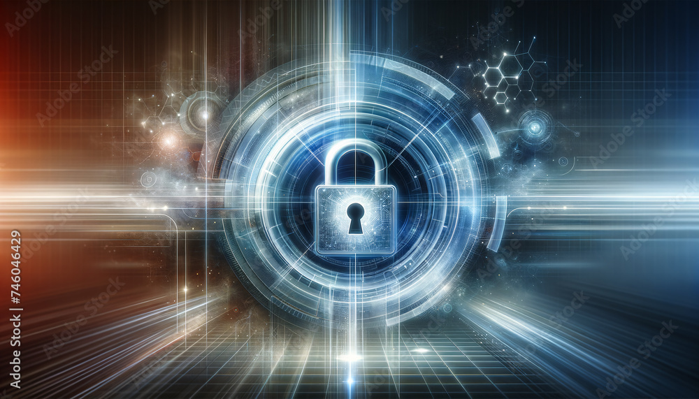 Obraz premium Modern and professional VPN concept with sleek digital lock for high-tech cybersecurity.