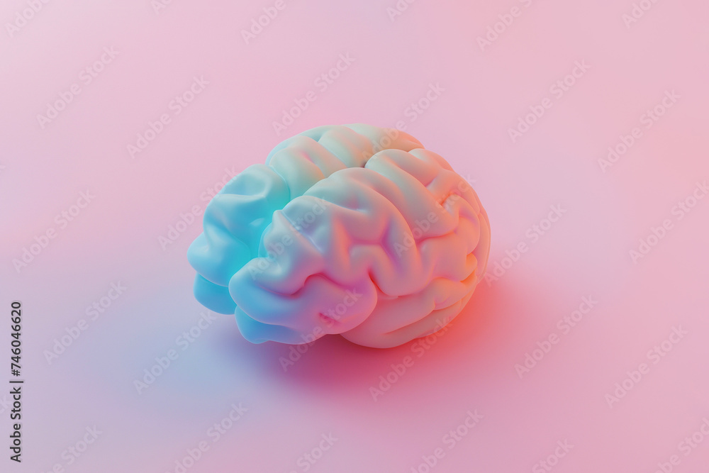Human brain anatomical 3d render on pastel background. Memory, mind, intelligence, science concept. Medical organ, medicine, mental health, psychology, brain diseases. Minimal creative composition Human brain anatomical 3d render on pastel background. Memory, mind, intelligence, science concept. Medical organ, medicine, mental health, psychology, brain diseases. Minimal creative composition