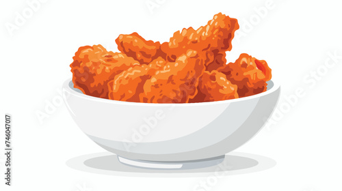 Fresh fried chicken with sauce in bowl icon isolated