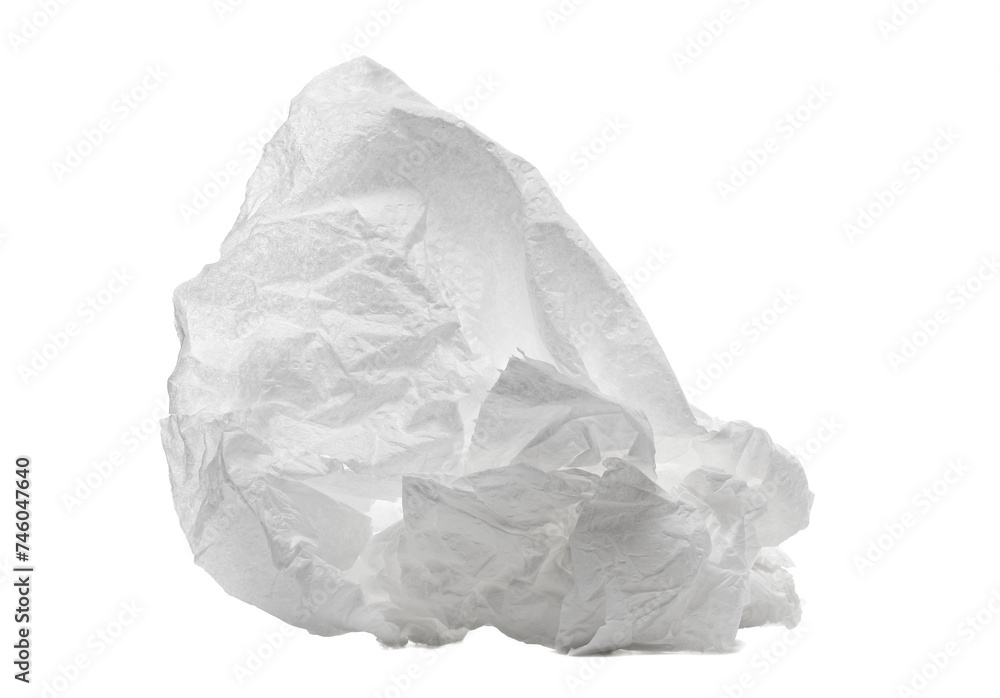 Crumpled and torn paper towels isolated on white
