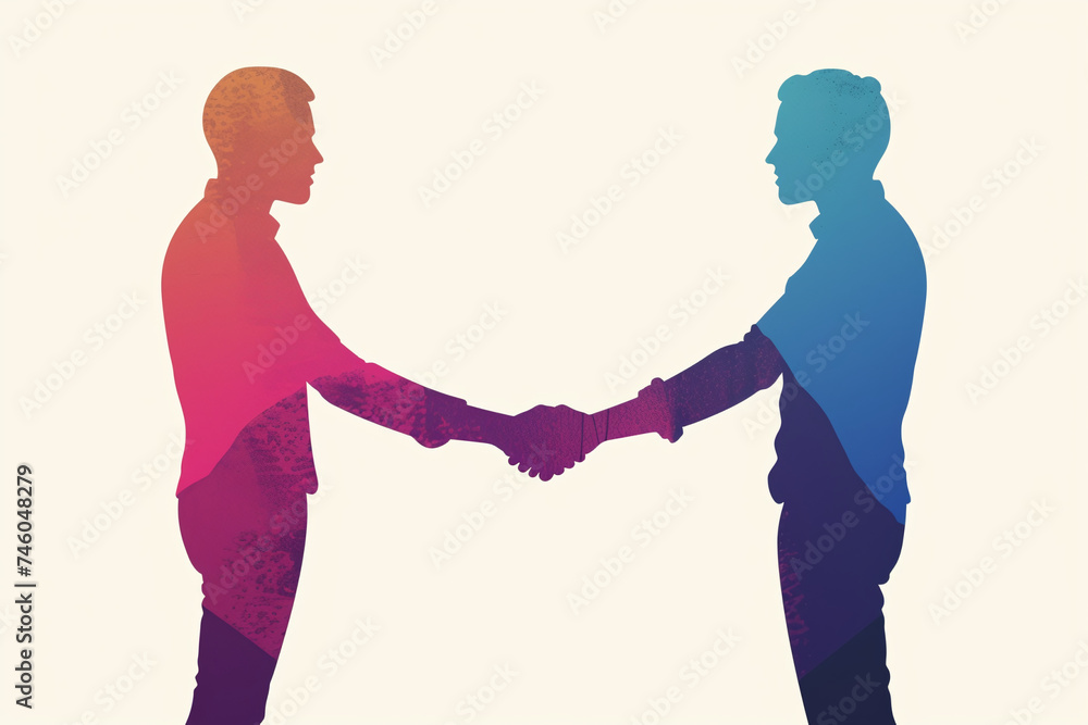 Handshake of male hands, greeting or conclusion of a contract