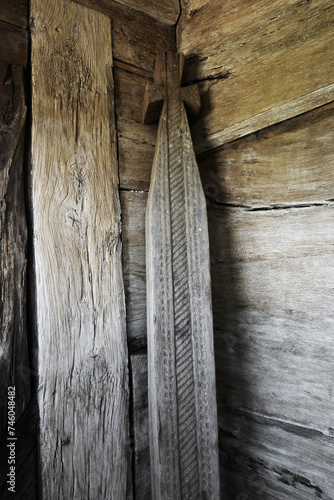 Wooden monastery Sf. Arhangheli from Manastirea Village, built in 1692, Maramures County, Romania, Europe	 photo