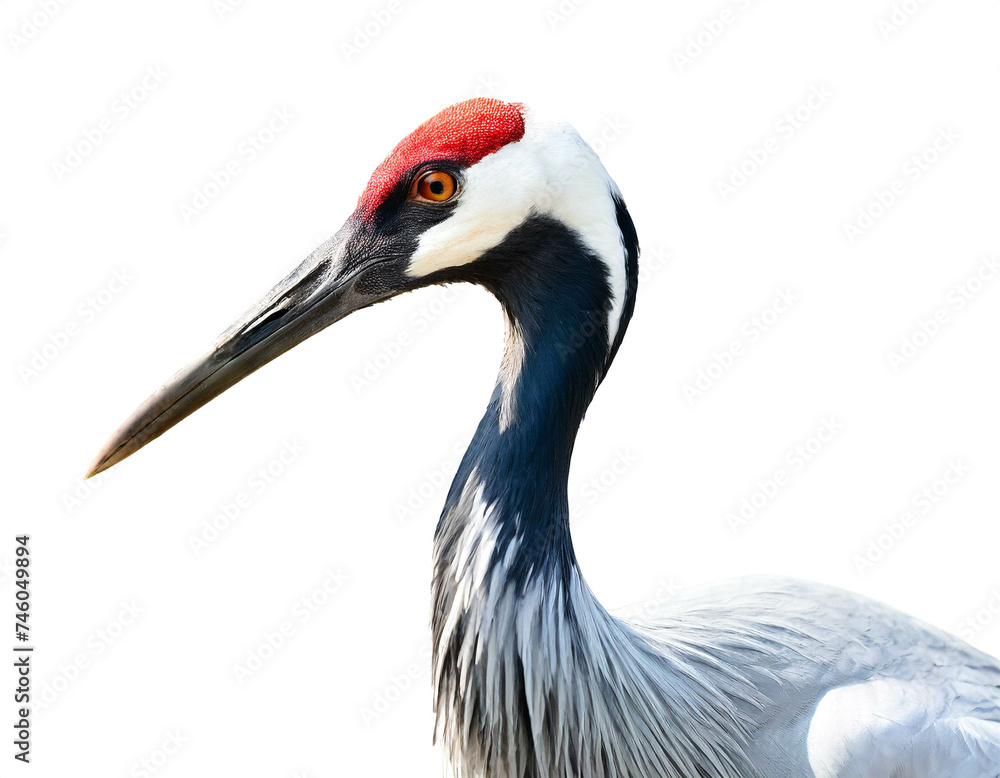 Fototapeta premium Kranich vogel isoliert auf weißen Hintergrund, Freisteller