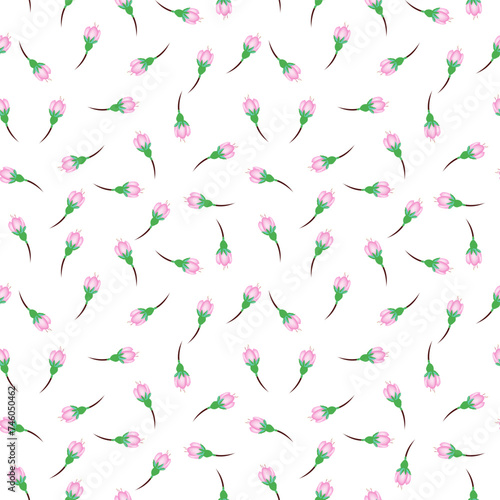 Sakura cherry blossom flower seamless pattern on light background for card , invite, fabric design, scrapbook, origami . Vector japan style spring background