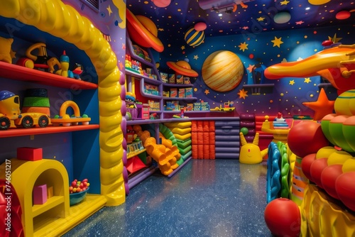 Colorful indoor playground for children - Vibrant and colorful indoor play area for children full of toys and games, representing fun, playtime, and imagination