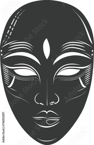 Silhouette Japanese Traditional Mask black color only