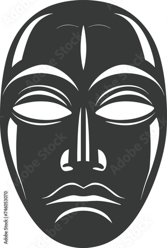Silhouette Japanese Traditional Mask black color only