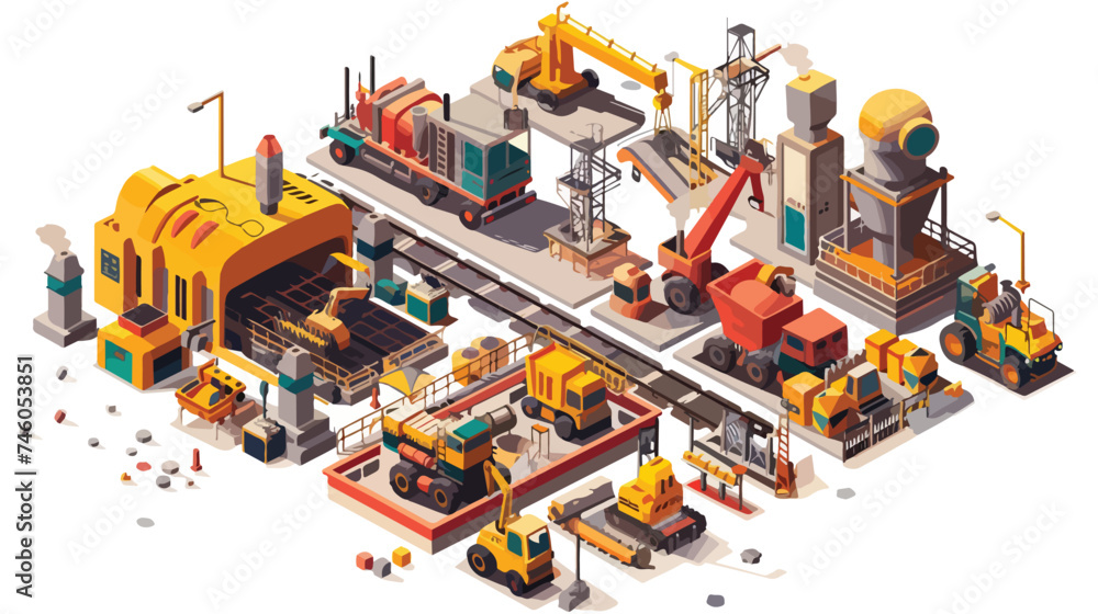 Industry machinery alert message isometric isolated