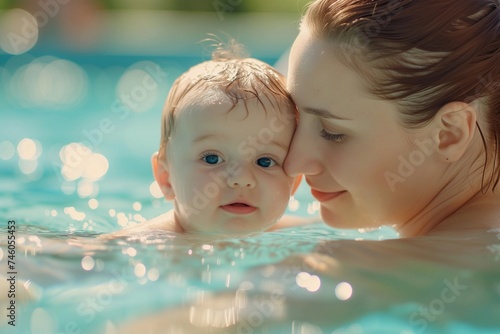 Cute baby with mother in swimming pool © Lusi_mila