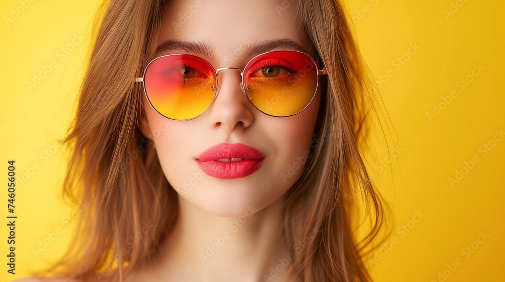 Beauty summer fashion model girl wearing sunglasses, copy space. Beauty summer fashion model girl wearing sunglasses, copy space.