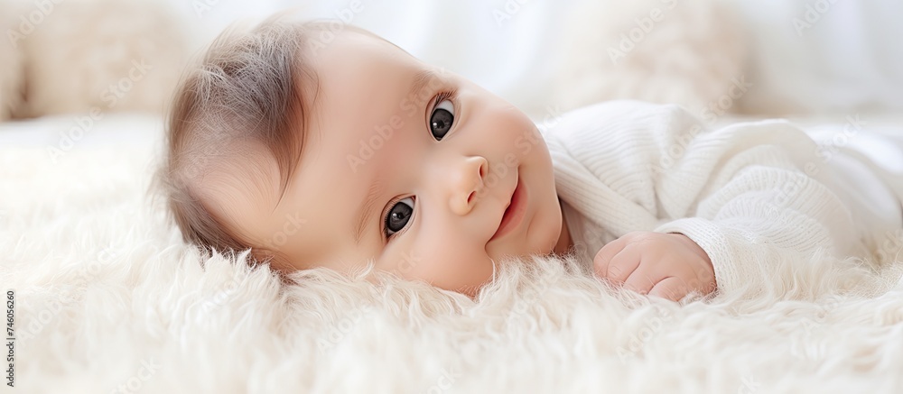 Tender Newborn Baby Boy Sleeping Peacefully on Soft White Blanket, Precious Infant Moments Tender Newborn Baby Boy Sleeping Peacefully on Soft White Blanket, Precious Infant Moments