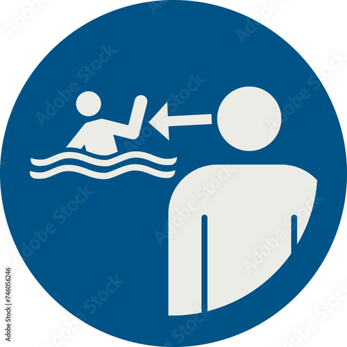 OBLIGATION SIGN PICTOGRAM, SUPERVISE CHILDREN DURING AQUATIC ACTIVITIES ISO 7010 – M054, SVG