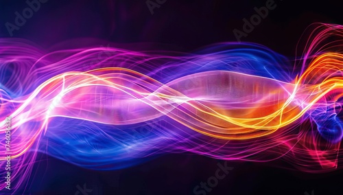 Modern Black Background Line Light Abstract. AI generated illustration