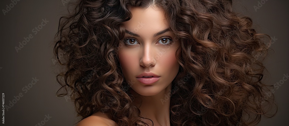 Confident Woman Flaunting her Beautiful Brunette Hair with Lively Curls