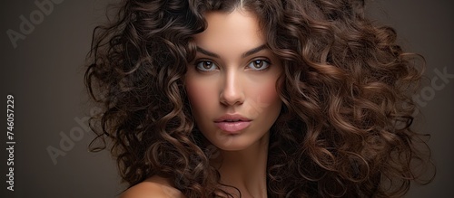 Confident Woman Flaunting her Beautiful Brunette Hair with Lively Curls
