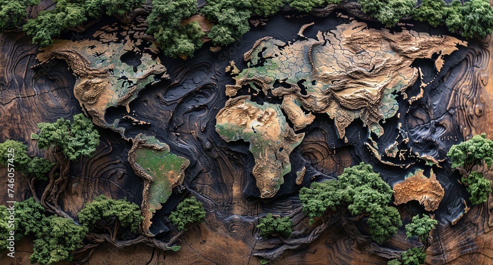 3D world map illustration 3D world map illustration