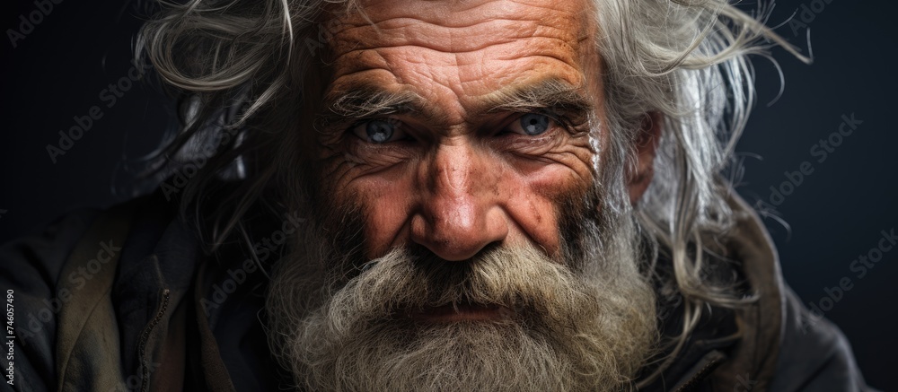 Elderly Gentleman with Dignified Beard Standing Confidently in Sunlight Elderly Gentleman with Dignified Beard Standing Confidently in Sunlight